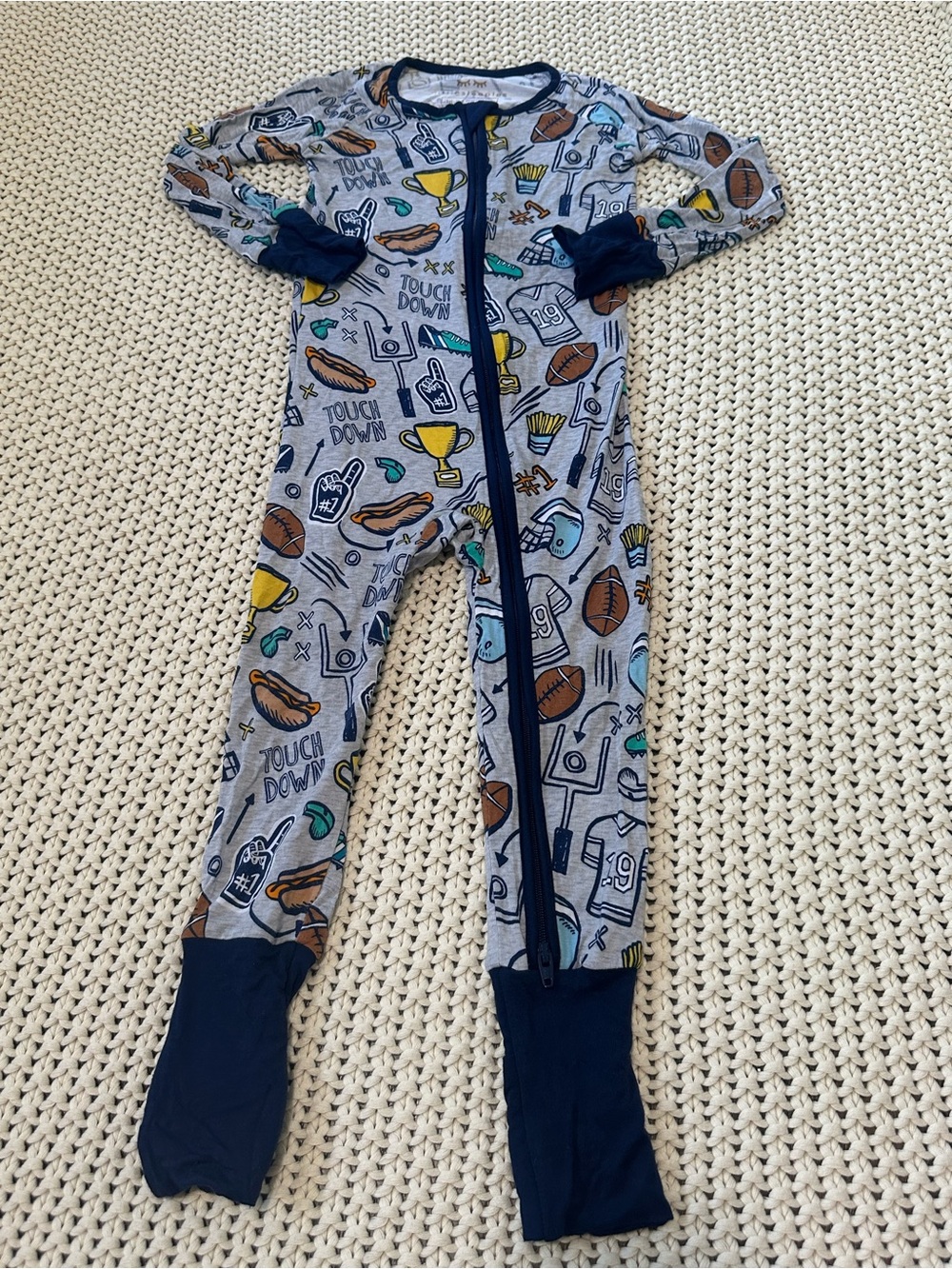 Little Sleepies Game Day Football Print Bamboo One-Piece Pajamas